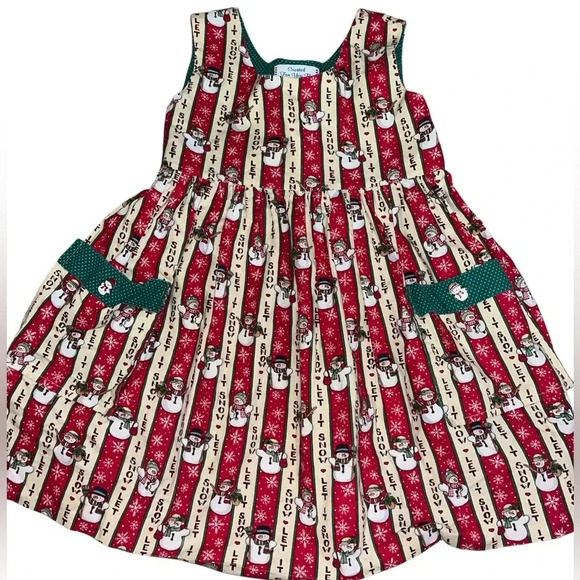 Vintage 90s Little Girls Handmade Christmas "Let It Snow" Dress Size 3T - Picture 1 of 6